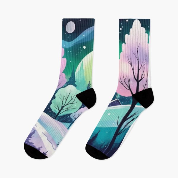 Item preview, Aurora Borealis inspred winter drawing designed and sold by Cookbeat.