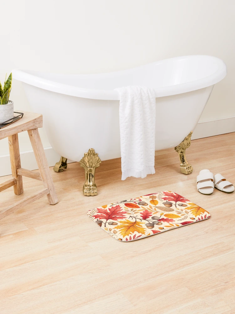 Thumbnail 2 of 6, Bath Mat, Autumn Harmony: A Colorful Fall Pattern designed and sold by Paper Punch Press.