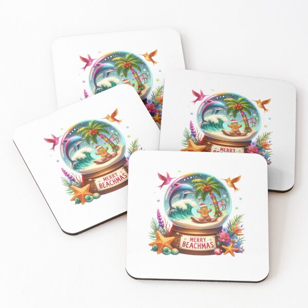 Item preview, Merry Beachmas Palm Trees Florida XMas Tropical Christmas Gear STICKER designed and sold by inkfluenceart.