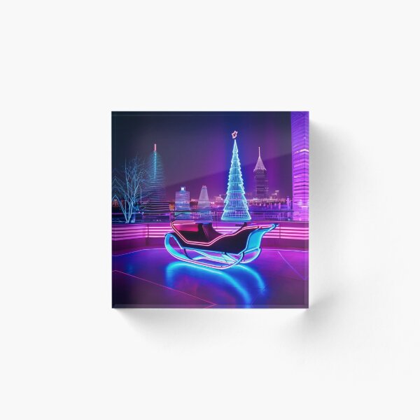 Aperçu de l'œuvre Traîneau de Noël en néon V3 créée et vendue par Cookbeat.