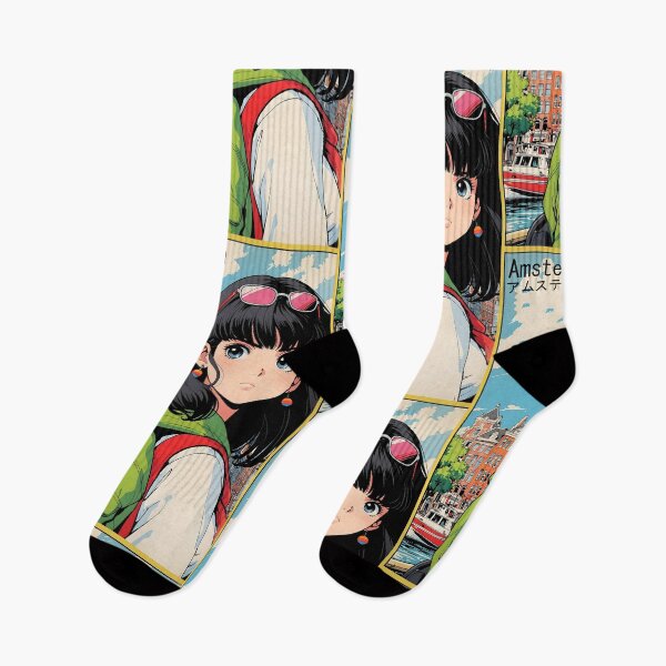 Item preview, Amsterdam Netherlands Retro Anime Girl 80s Vintage Travel designed and sold by Retro-Anime9.