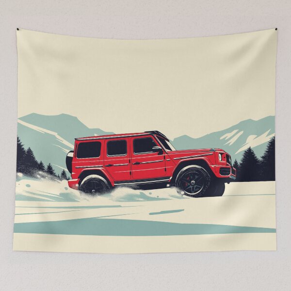 Item preview, Red Merc 4x4 SUV Luxury Car Christmas Wagon Dashing through the snow designed and sold by blackdogshop.
