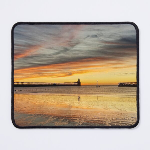 Item preview, Sunrise and silhouetted Piers in Northumberland designed and sold by Violaman.