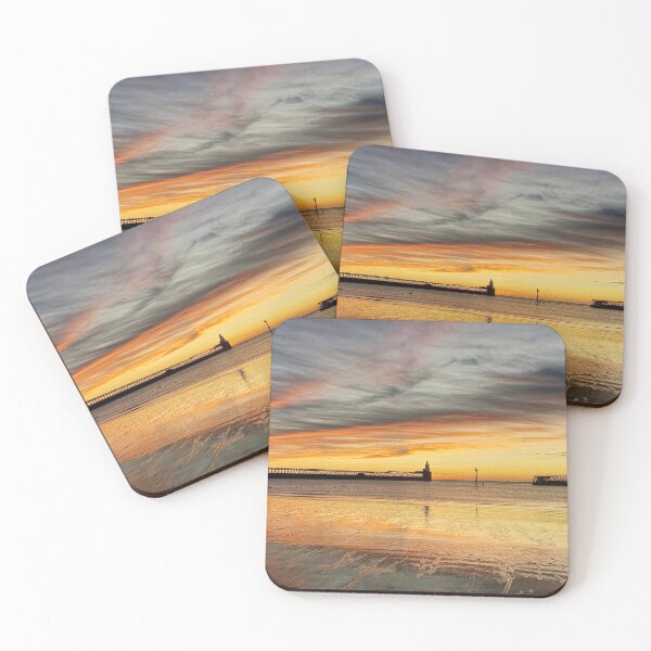 Item preview, Sunrise and silhouetted Piers in Northumberland designed and sold by Violaman.