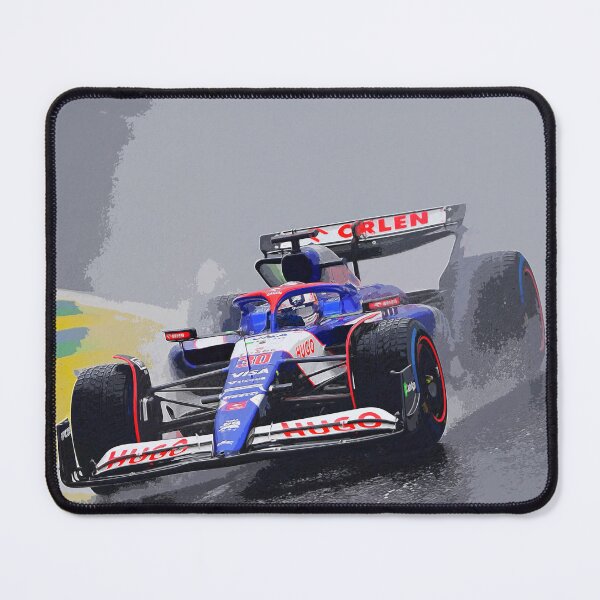 Item preview, Liam Lawson racing in the rain during the 2024 Brazilian Grand Prix at Interlagos watercolor designed and sold by Rodissimus1984.