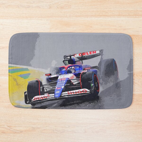 Item preview, Liam Lawson racing in the rain during the 2024 Brazilian Grand Prix at Interlagos watercolor designed and sold by Rodissimus1984.