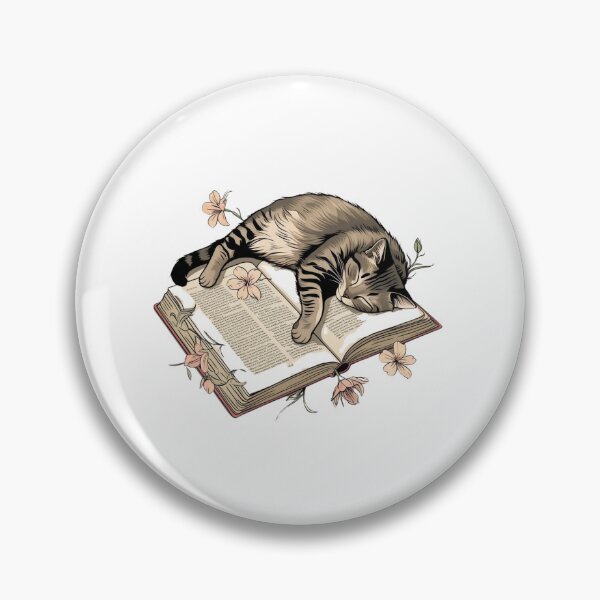 Item preview, cat and book designed and sold by Catophile.