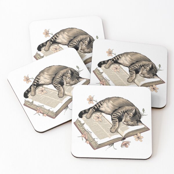 Item preview, cat and book designed and sold by Catophile.