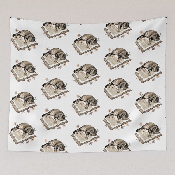 Item preview, cat and book designed and sold by Catophile.