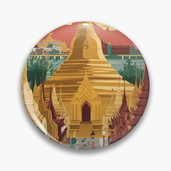 Item preview, Yangon Vintage Travel Poster designed and sold by TravelerRat.