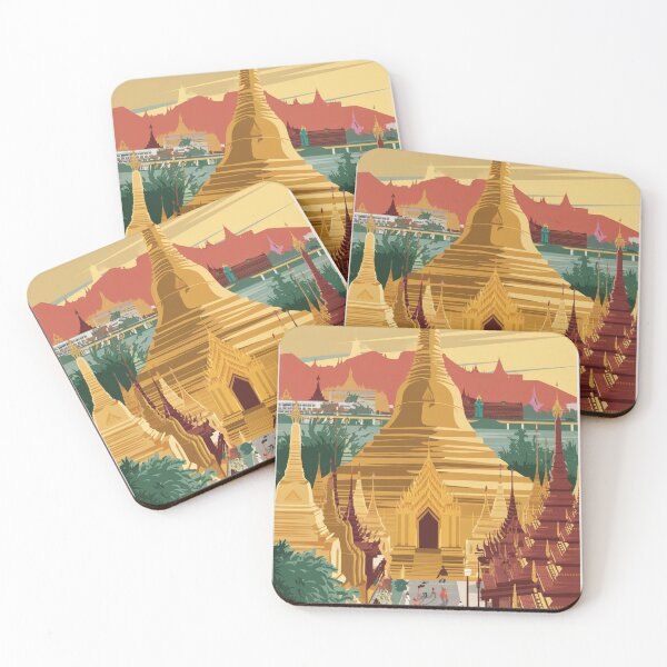 Item preview, Yangon Vintage Travel Poster designed and sold by TravelerRat.