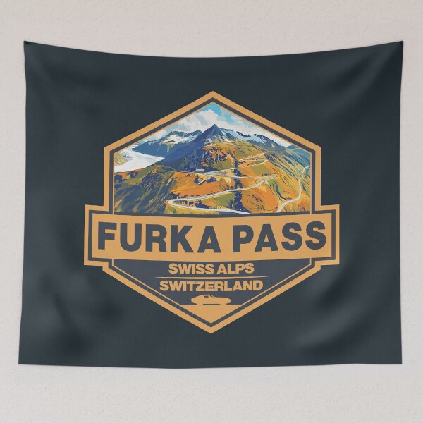 Item preview, Furka Pass Switzerland Travel Art Badge designed and sold by KrisSidDesigns.