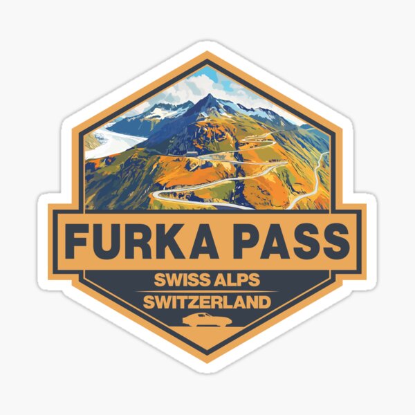 Item preview, Furka Pass Switzerland Travel Art Badge designed and sold by KrisSidDesigns.