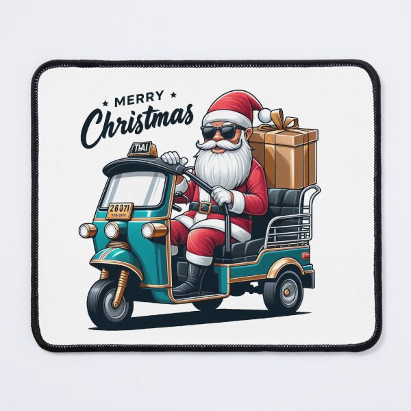 Item preview, Santa Claus Driving a Thai Tuk-Tuk Delivering Gifts in Thailand designed and sold by CeammiShop.