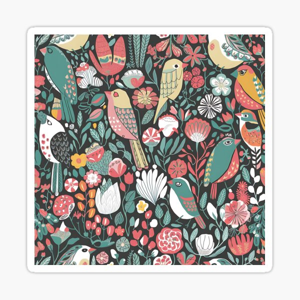Item preview, Colorful birds and lush floral pattern designed and sold by Haji  Kamora.