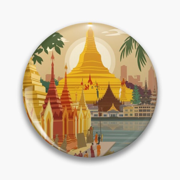 Item preview, Yangon Vintage Travel Poster designed and sold by TravelerRat.