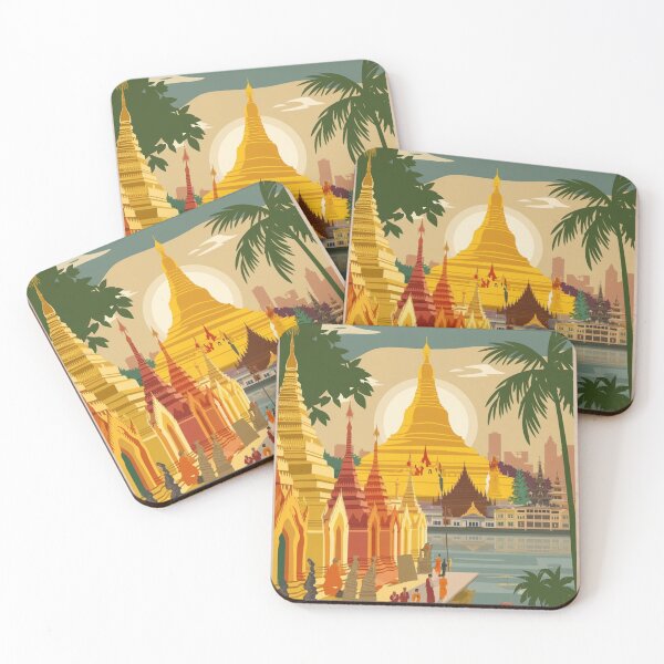 Item preview, Yangon Vintage Travel Poster designed and sold by TravelerRat.