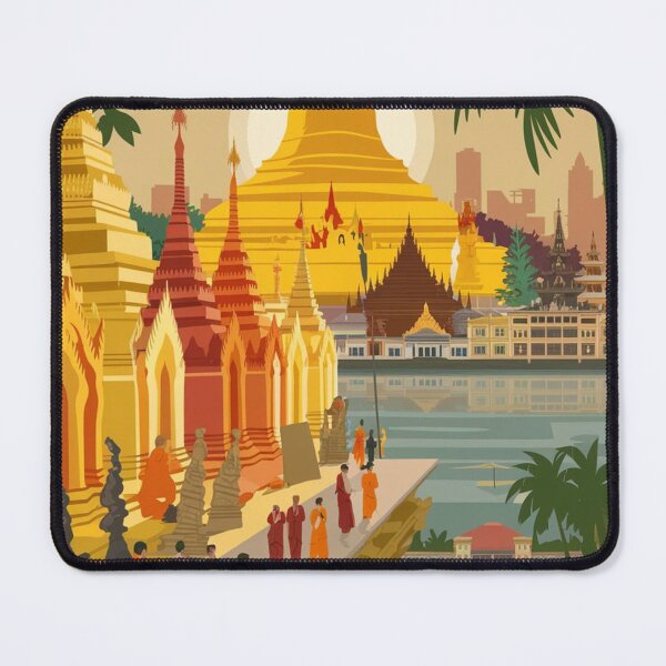 Item preview, Yangon Vintage Travel Poster designed and sold by TravelerRat.
