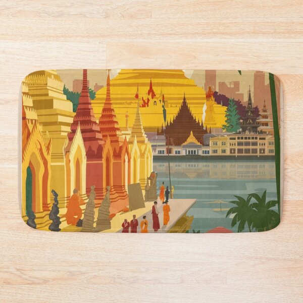 Item preview, Yangon Vintage Travel Poster designed and sold by TravelerRat.