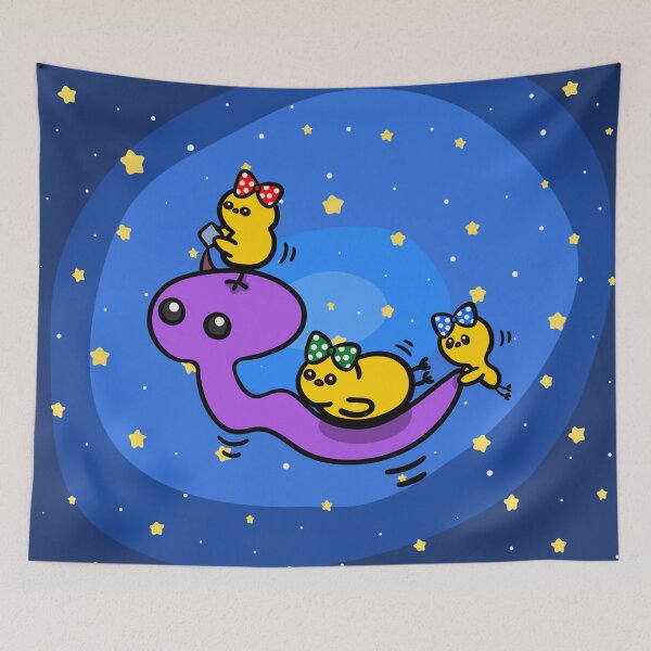 Item preview, Space chicks swimming through space on aliens designed and sold by Demeka-chan.