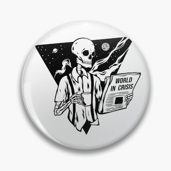 Item preview, skull reading newspaper while drinking coffee designed and sold by Erlin Rudho.