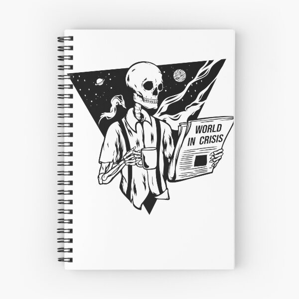 Item preview, skull reading newspaper while drinking coffee designed and sold by Erlin Rudho.