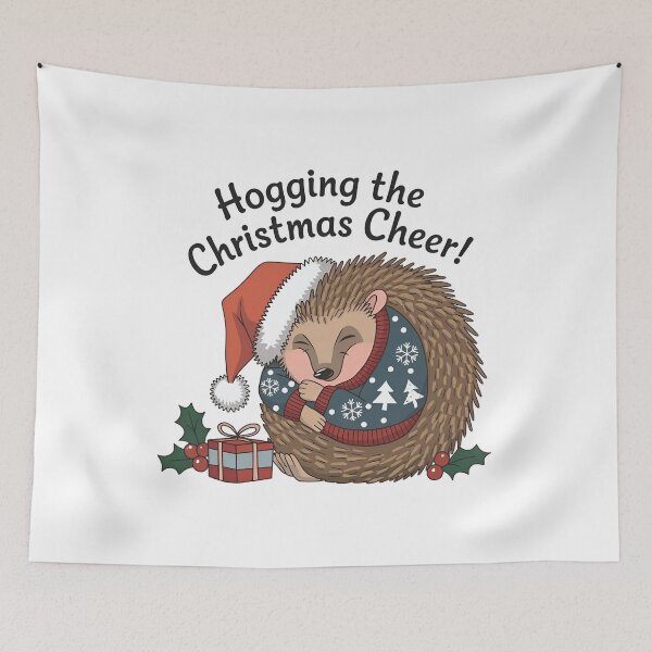 Item preview, Hogging The Christmas Cheer ,Christmas Funny Hedgehog designed and sold by luannsemmsobre.