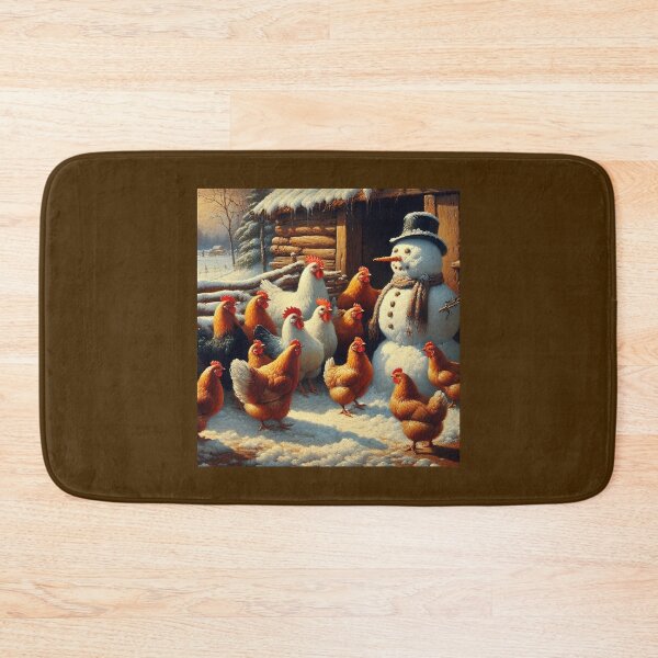 Item preview, "Winter Gathering: The Curious Hens and Their Snowman Friend" designed and sold by mustardseed-410.
