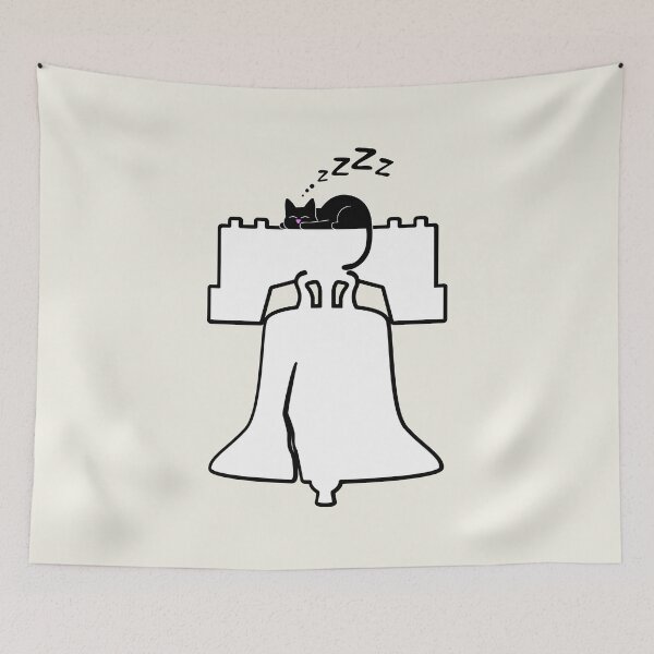 Item preview, Sleeping Cat on Liberty Bell Pennsylvania State Pride for Pet Lovers designed and sold by GoblinBoutique.