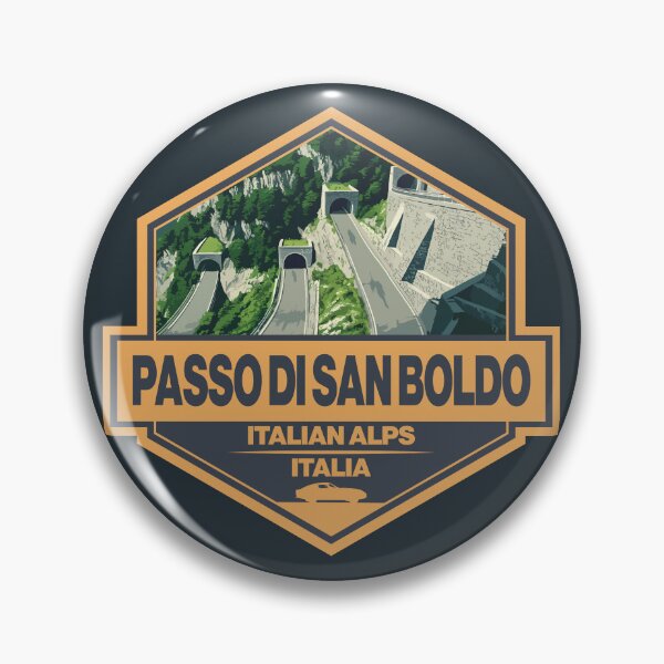 Item preview, Passo di San Boldo Italy San Boldo Pass Travel Art Badge designed and sold by KrisSidDesigns.