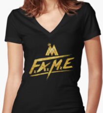 Maluma Gold Fame Logo Women's Fitted V-Neck T-Shirt
