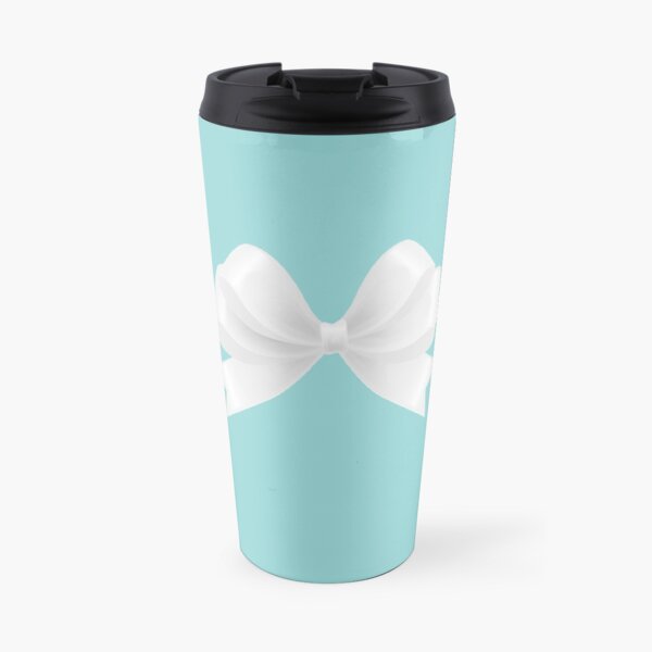 Turquoise & White Bow Travel Mug