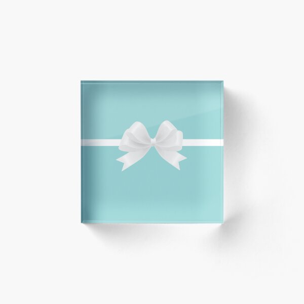 Turquoise & White Bow Acrylic Block