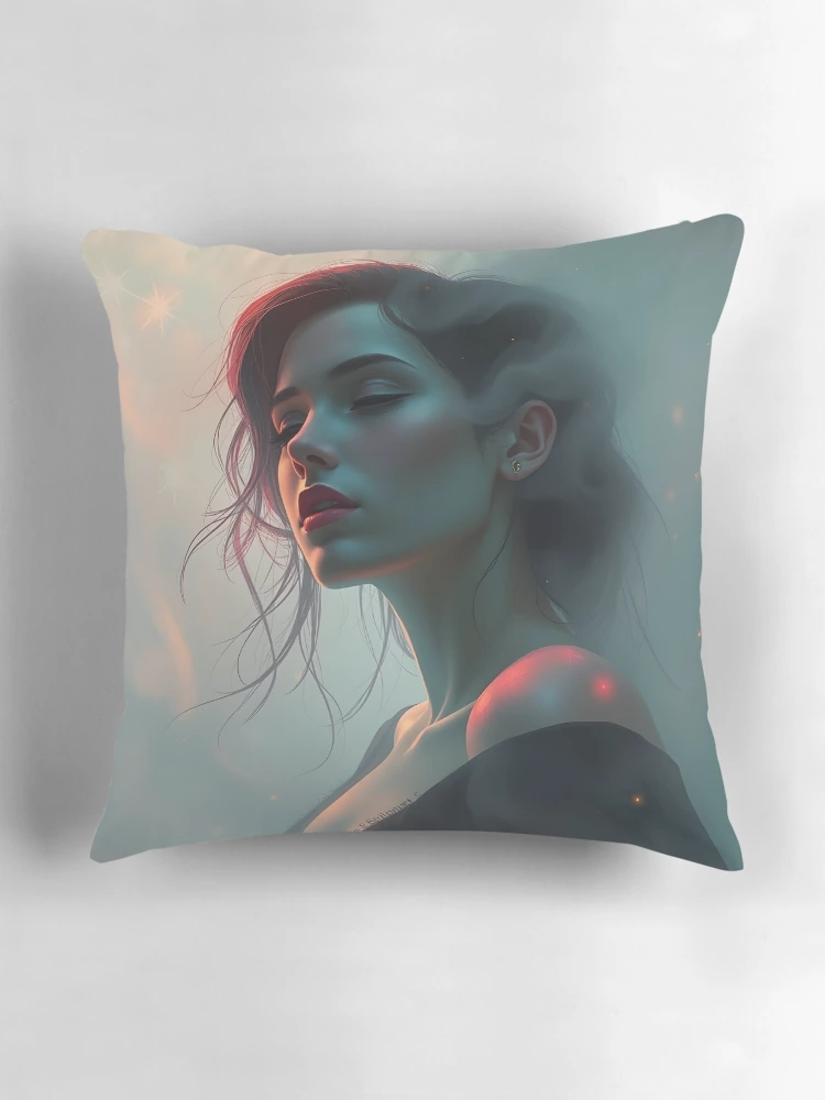 Aperçu 3 sur 4. Coussin avec l'œuvre Euphorie créée et vendue par ReverieTown.