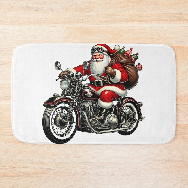 Item preview, Santa Riding Motorcycle Christmas Art designed and sold by lubushop1.
