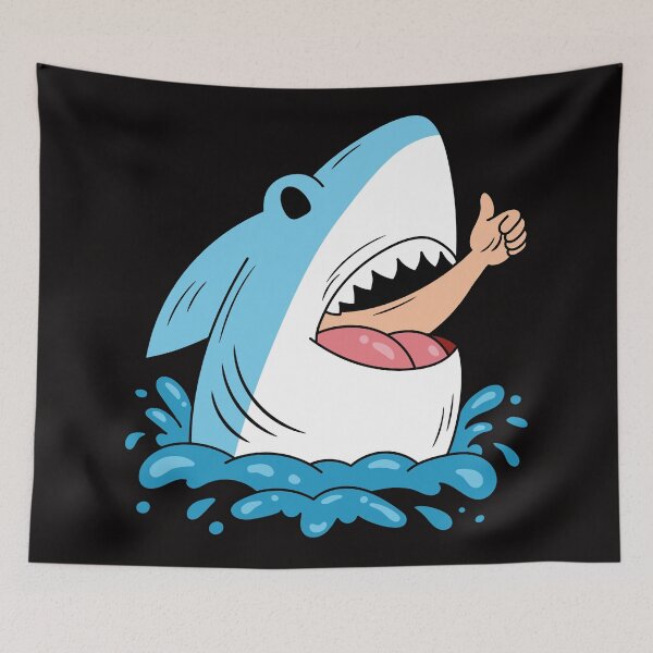 Item preview, Funny Shark Thumbs-Up Cartoon Design  designed and sold by DrawHandArt.