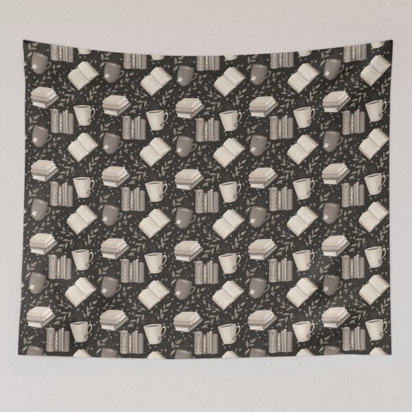 Item preview, Book Lovers Pattern in Dark Neutrals designed and sold by AnnikaisDrawing.