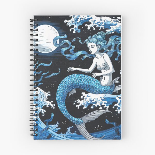 Item preview, The mermaid sitting on top of the wave under the moonlit designed and sold by bosilvercat.