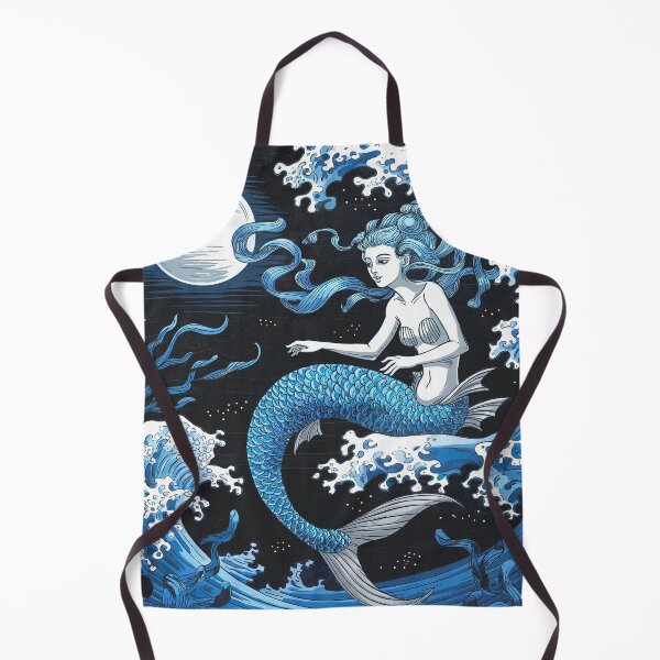 Item preview, The mermaid sitting on top of the wave under the moonlit designed and sold by bosilvercat.
