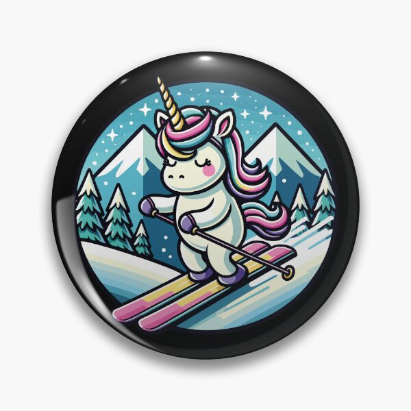 Item preview, Adorable Unicorn Cartoon Art Magical Skiing in Winter  designed and sold by DrawHandArt.