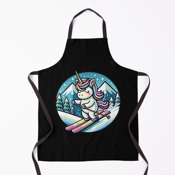 Item preview, Adorable Unicorn Cartoon Art Magical Skiing in Winter designed and sold by DrawHandArt.