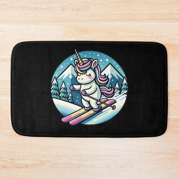 Item preview, Adorable Unicorn Cartoon Art Magical Skiing in Winter  designed and sold by DrawHandArt.