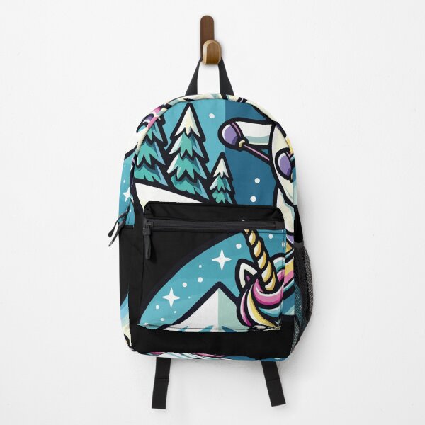 Item preview, Adorable Unicorn Cartoon Art Magical Skiing in Winter designed and sold by DrawHandArt.