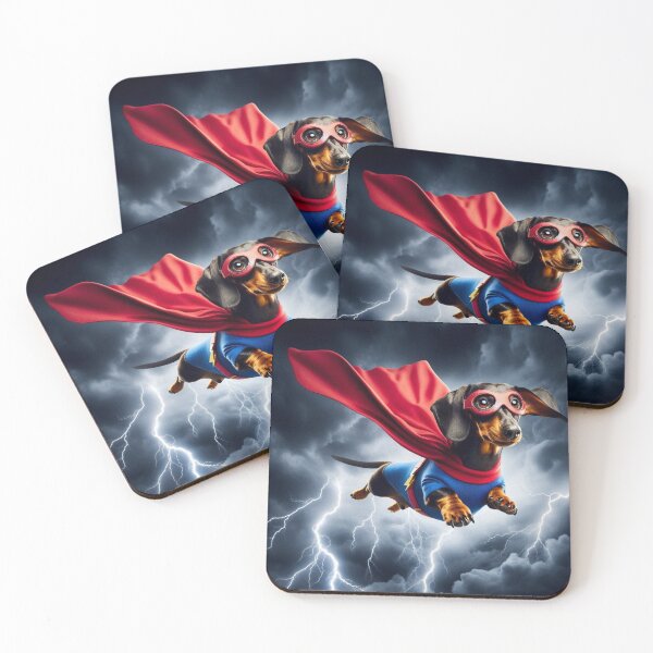 Item preview, Superhero Dachshund: Tiny Hero, Big Bark designed and sold by AIrtisticPrints.