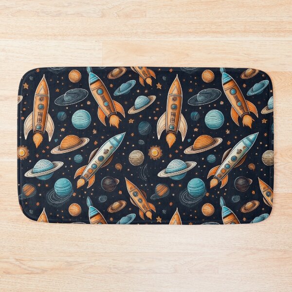 Item preview, Cosmic Carnival: A vibrant and playful pattern featuring colorful rockets and planets, celebrating a cosmic carnival filled with joy and excitement. designed and sold by Grang Art Artistic Designs.