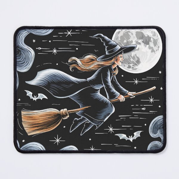 Item preview, A witch riding bloom under the full moon night, surrounded by cloud designed and sold by bosilvercat.
