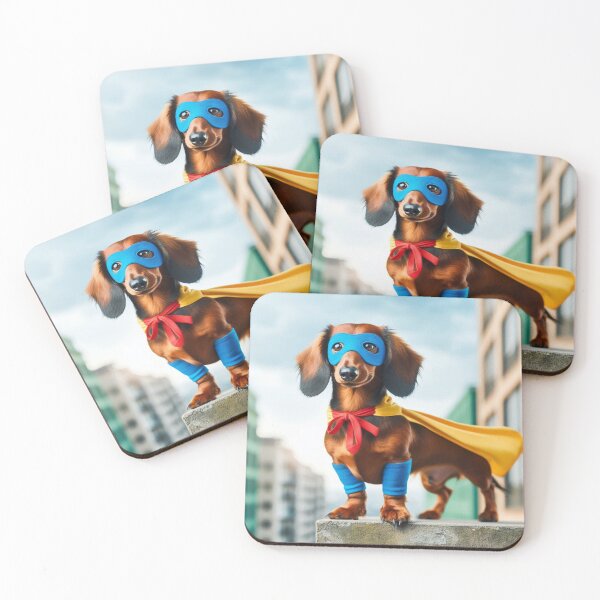 Item preview, Superhero Dachshund: Tiny Hero, Big Bark designed and sold by AIrtisticPrints.