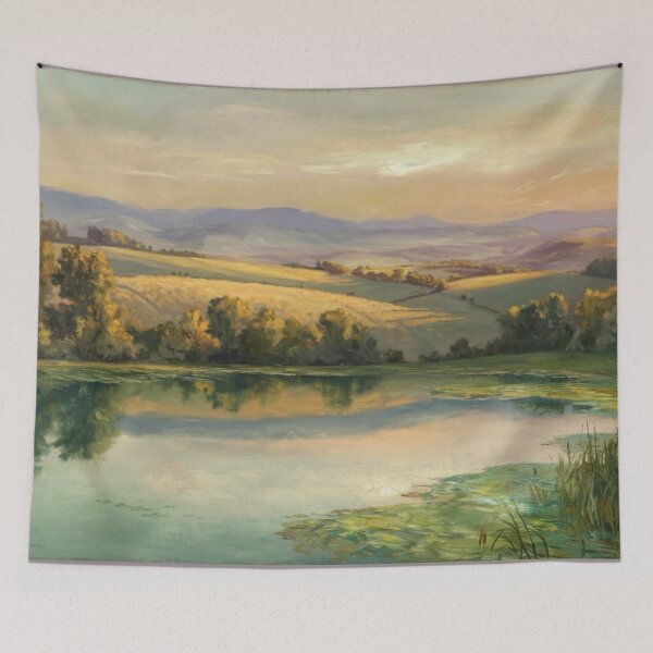 Item preview, French Idyllic Countryside Landscape at Dawn. Art By Carraann  designed and sold by CARRAANN.