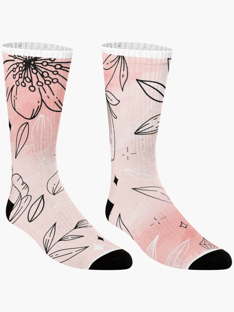 Thumbnail 3 of 5, Socks, Pink Flower Background designed and sold by TrueMotion.