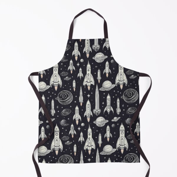 Item preview, Stellar Spectacle: A monochrome and playful pattern featuring rockets and planets, celebrating a cosmic carnival filled with joy and excitement. designed and sold by Grang Art Artistic Designs.